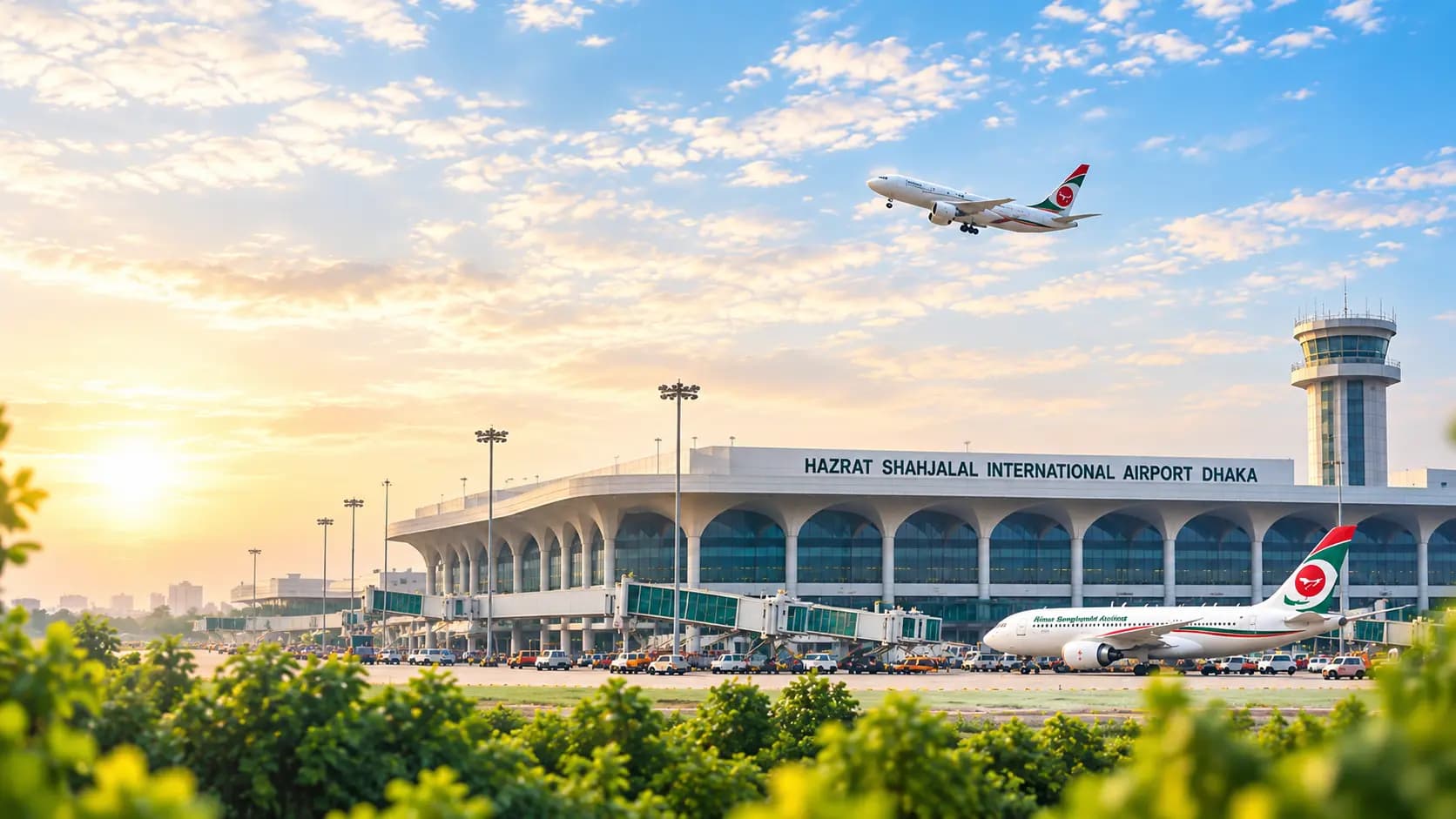 Illustrative airport scene